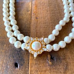 Christian Dior pearl pendant with CZ stones